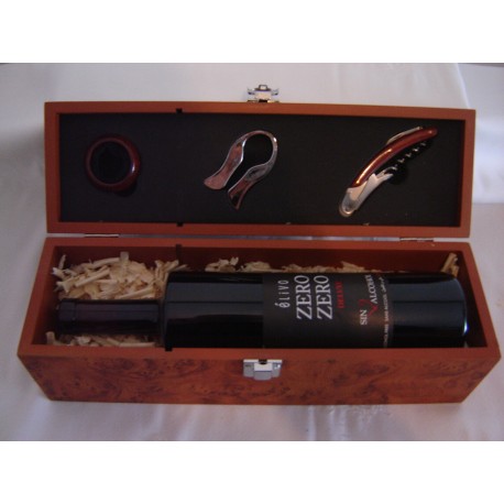 Set de vino caja de madera con botella SIN alcohol