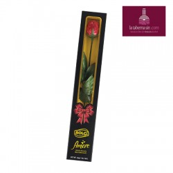 Estuche bombón negro 'Flor rosa de chocolate' 20g