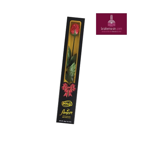 Estuche bombón negro 'Flor rosa de chocolate' 20g