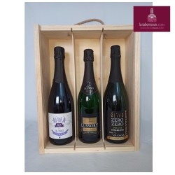 Caja de vino , caja de espumoso sin alcohol, caja de madera para vinos