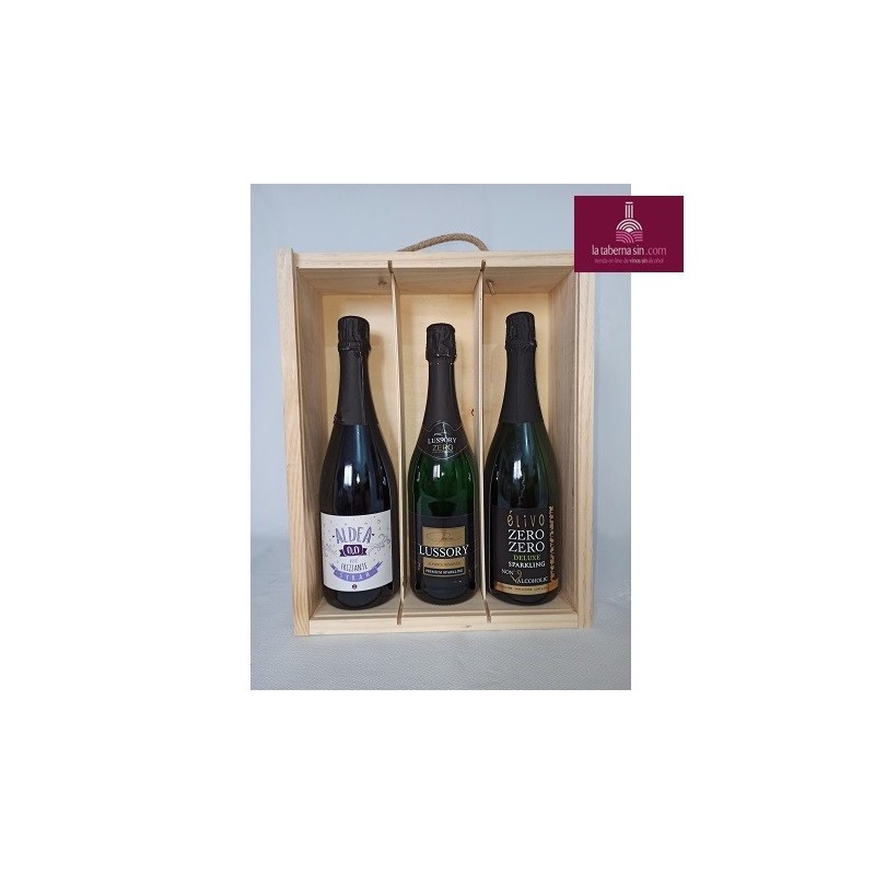 Caja de vino , caja de espumoso sin alcohol, caja de madera para vinos